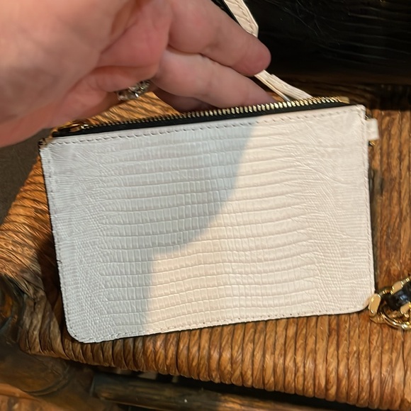 Alice and Olivia Black and White Structured Satchel with Gold Accents - Picture 5 of 6